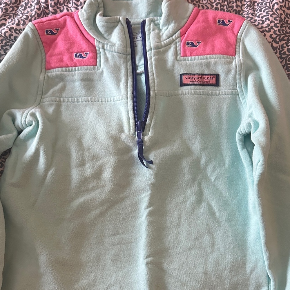 Vineyard Vines Kids Aqua and Pink Sweatshirt